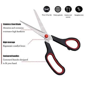 Scissors, Multipurpose office Scissors,8.5 Inch Ultra Sharp Shears, Comfort-Grip Handles Household scissors，Sturdy Sharp Craft Supplies - Pack of 3, Right/Left Hande