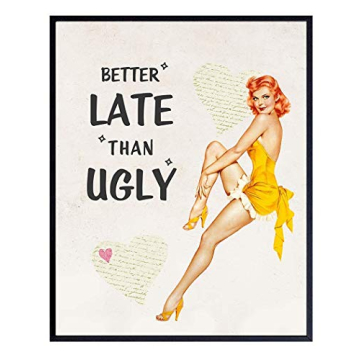 Funny Vintage 1950s Pinup Girl Bathroom Home Decor Print - 8x10 Retro Wall Art Decoration for Bath, ...