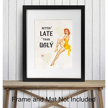 Funny Vintage 1950s Pinup Girl Bathroom Decor 8x10 Print