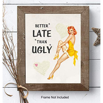 Funny Vintage 1950s Pinup Girl Bathroom Decor 8x10 Print