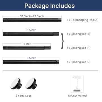 Matte Black Shower Curtain Rod 33 to 72 Inches Adjustable