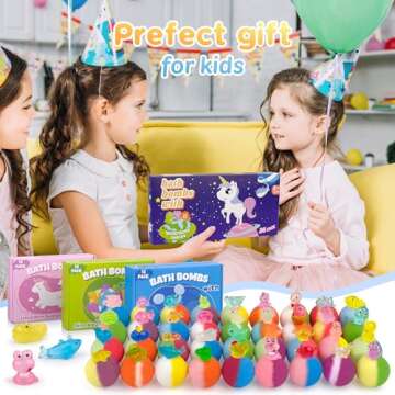 Bath Bombs for Kids with Toy Inside, 36 Pcs Bath Bombs with Glow in The Dark Dinosuar, Animal and Ocean Surprise Inside, Handmade Organic Bubble Bath Ball Gift Set for Birthday, Halloween, Christmas