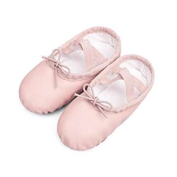 Stelle Girls Ballet Shoes Boys Toddler Soft Leather Dance Slippers for Toddler/Little Kid/Big Kid(Ballet Pink(with Lace), 8MT)