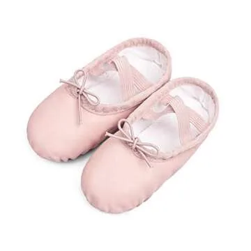 Stelle Girls Ballet Shoes Boys Toddler Soft Leather Dance Slippers for Toddler/Little Kid/Big Kid(Ballet Pink(with Lace), 8MT)