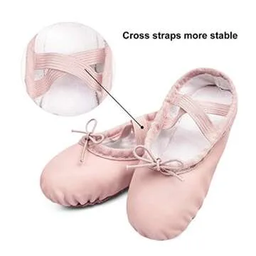 Stelle Girls Ballet Shoes Boys Toddler Soft Leather Dance Slippers for Toddler/Little Kid/Big Kid(Ballet Pink(with Lace), 8MT)
