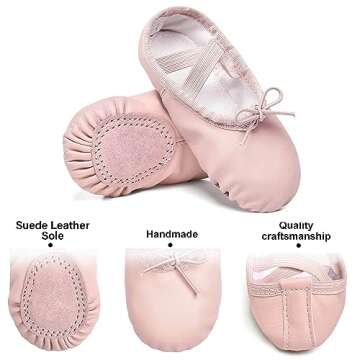 Stelle Girls Ballet Shoes Boys Toddler Soft Leather Dance Slippers for Toddler/Little Kid/Big Kid(Ballet Pink(with Lace), 8MT)