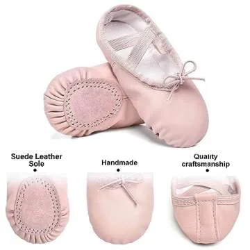 Stelle Girls Ballet Shoes Boys Toddler Soft Leather Dance Slippers for Toddler/Little Kid/Big Kid(Ballet Pink(with Lace), 8MT)