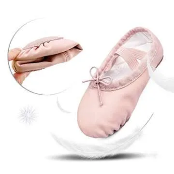 Stelle Girls Ballet Shoes Boys Toddler Soft Leather Dance Slippers for Toddler/Little Kid/Big Kid(Ballet Pink(with Lace), 8MT)