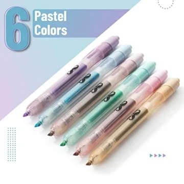 Mr. Pen Retractable Highlighters in 6 Pastel Colors