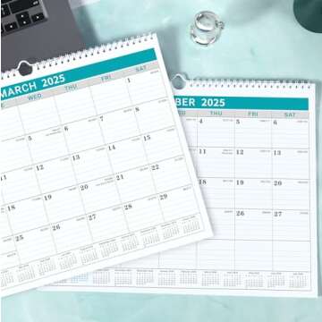 2025 Monthly Wall Calendar with Large Writing Spaces