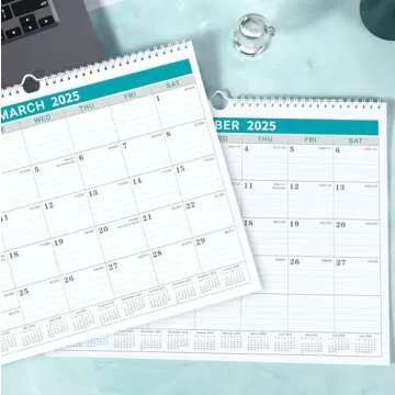 2025 Monthly Wall Calendar with Large Writing Spaces