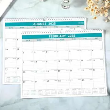 2025 Monthly Wall Calendar with Large Writing Spaces