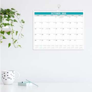 2025 Monthly Wall Calendar with Large Writing Spaces