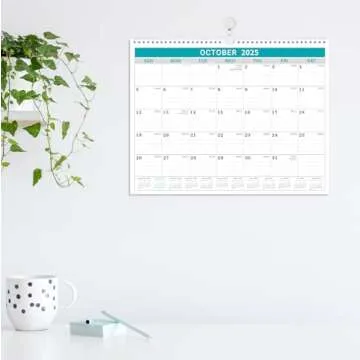 2025 Monthly Wall Calendar with Large Writing Spaces
