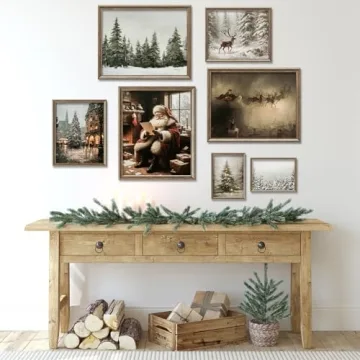 9Pcs Christmas Wall Art Prints Vintage Santa Decor