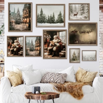 9Pcs Christmas Wall Art Prints Vintage Santa Decor