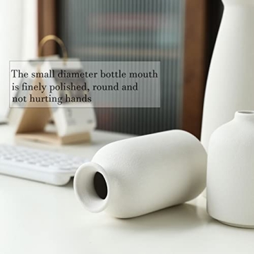 KIOXOHO White Ceramic Vase Set - 3 Small Decorative Vases