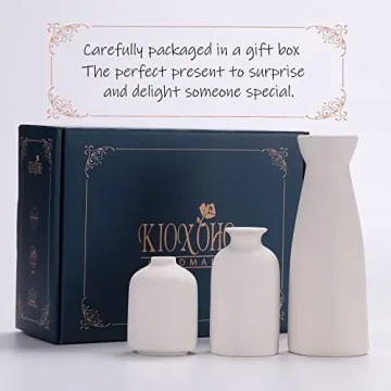 KIOXOHO White Ceramic Vase Set - 3 Small Decorative Vases