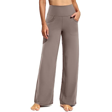 Promover Yoga Pants Women Wide Leg Sweatpants High Waisted Dress Pants with Pockets  (Taupe, S, 32")