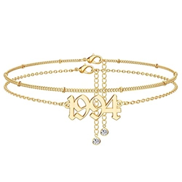 Ursteel Gold Plated Birth Year Anklet for Women