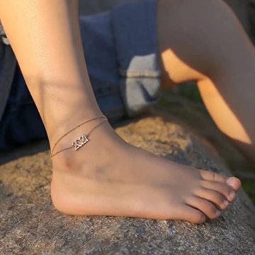 Ursteel Gold Plated Birth Year Anklet for Women