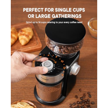 SHARDOR Electric Burr Coffee Grinder 16 Settings Black