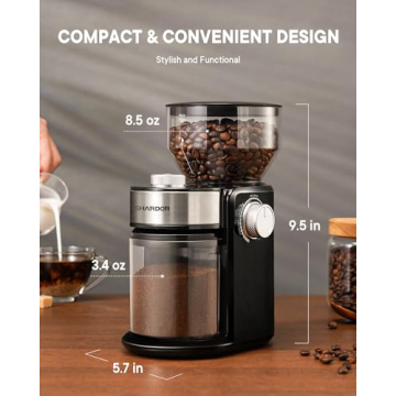 SHARDOR Electric Burr Coffee Grinder 16 Settings Black