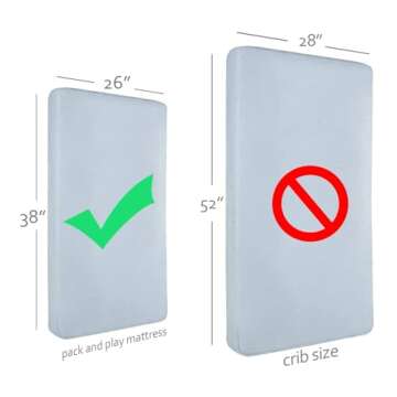 Waterproof Pack and Play Mattress Pad Sheets Fitted 2 Pack, Cotton Fabric Pack and Play Protector, F...