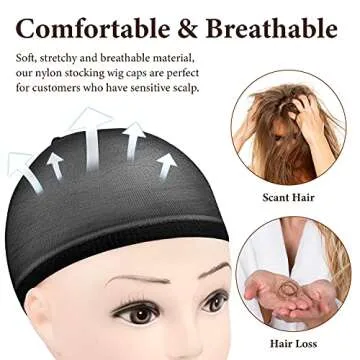 MORGLES 20 Pcs Black Stocking Wig Caps, Stretchy Nylon Wig Caps For Women Men