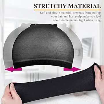 MORGLES 20 Pcs Black Stocking Wig Caps, Stretchy Nylon Wig Caps For Women Men