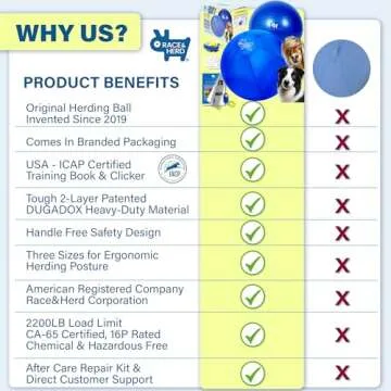 Race&Herd 25" Herding Ball for Dogs, Dog Herding Ball for Australian Shepherd, Cattle Dogs, Border Collie, Blue Heelers Herding Dog Ball, Herding Dog Toys, Horse Ball - Free IACP Dog Training Book