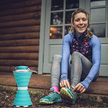 Collapsible Water Bottle, Camping Cup With Carabiner, Reuseable Silicone Foldable Leak Proof Portable Sports For Outdoor, Travel Gym Hiking, BPA Free, Cycling Cups