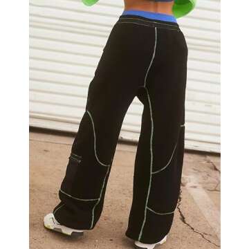 Omoone Womens 2024 Winter Fleece Sherpa Sweatpants Warm Fuzzy Snow Ski Pants Loose Slopes Activewear with Pockets(4140-Black-M)