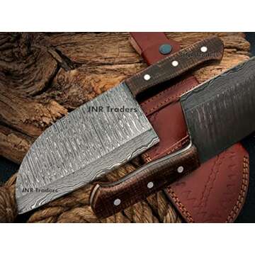 Custom Handmade Damascus Steel Serbian Chef knife - Damascus Meat Cleaver Knife - Butcher Knife for ...