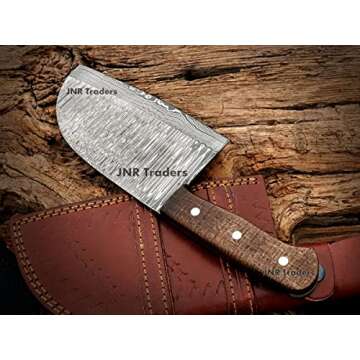 Custom Handmade Damascus Steel Serbian Chef knife - Damascus Meat Cleaver Knife - Butcher Knife for Meat Vegetables Cutting JNR -0224