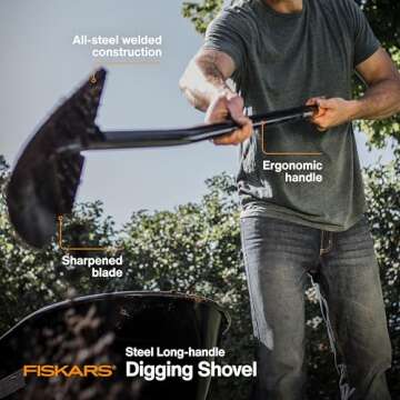 Fiskars Heavy Duty Garden Shovel for Efficient Digging