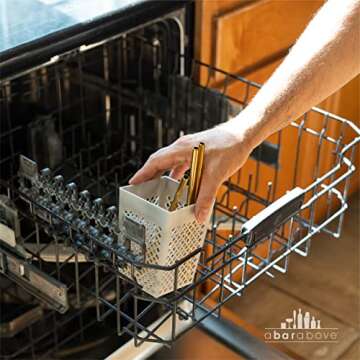 A Bar Above Dishwasher Basket, Plastic Straw Basket, to Wash Reusable Straws, Cocktail Picks, and Small Items, Home and Commercial Kitchen Accessories