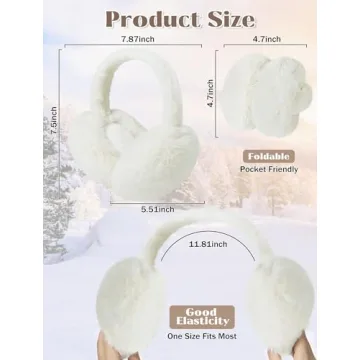 Ear Muffs for Women, Foldable Winter Faux Furry Earmuffs, Cold Weather Cute Soft Ear Warmer Covers Headband