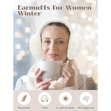 Ear Muffs for Women, Foldable Winter Faux Furry Earmuffs, Cold Weather Cute Soft Ear Warmer Covers Headband