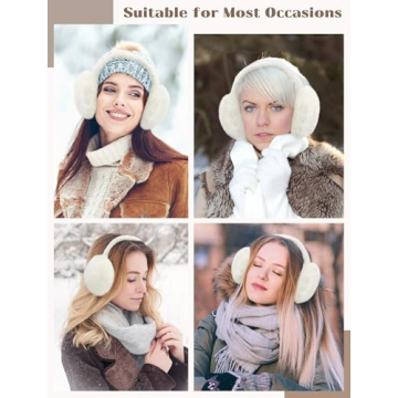 Ear Muffs for Women, Foldable Winter Faux Furry Earmuffs, Cold Weather Cute Soft Ear Warmer Covers Headband