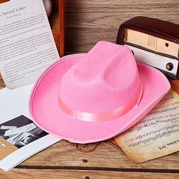 Hercicy Kids Cowboy Hat Western Hat Cowgirl Hat Cowboy Hat for Boys Kids Girls Dress Costume Clothes, Party Supplies (Pink, 12 Pack)