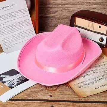 Hercicy Kids Cowboy Hat Western Hat Cowgirl Hat Cowboy Hat for Boys Kids Girls Dress Costume Clothes, Party Supplies (Pink, 12 Pack)