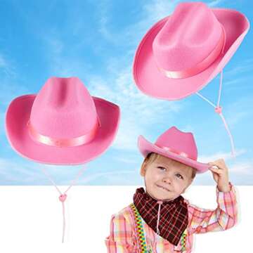 Hercicy Kids Cowboy Hat Western Hat Cowgirl Hat Cowboy Hat for Boys Kids Girls Dress Costume Clothes, Party Supplies (Pink, 12 Pack)
