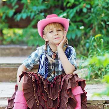 Hercicy Kids Cowboy Hat Western Hat Cowgirl Hat Cowboy Hat for Boys Kids Girls Dress Costume Clothes, Party Supplies (Pink, 12 Pack)