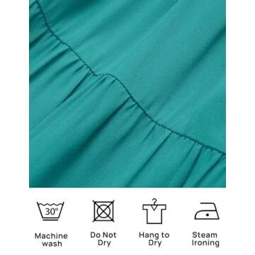 ZESICA Women's 2025 Summer Casual Flutter Short Sleeve Crew Neck Smocked Elastic Waist Tiered Midi Dress,Peacock,Medium