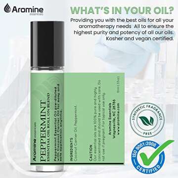 Peppermint Essential Oil Roll On, Pre-Diluted 10ml (Pack of 2). Premium Quality, Therapeutic Grade Topical Ready Aromatherapy Oil