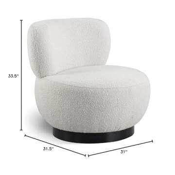 Mid-Century Modern Accent Chair in Cream Boucle