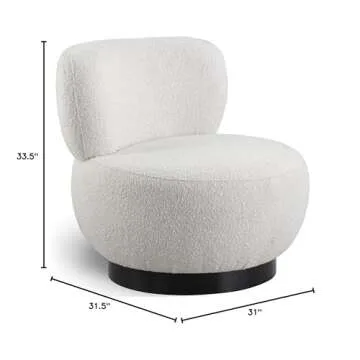 Mid-Century Modern Accent Chair in Cream Boucle