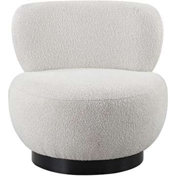 Mid-Century Modern Accent Chair in Cream Boucle