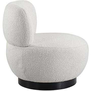 Mid-Century Modern Accent Chair in Cream Boucle